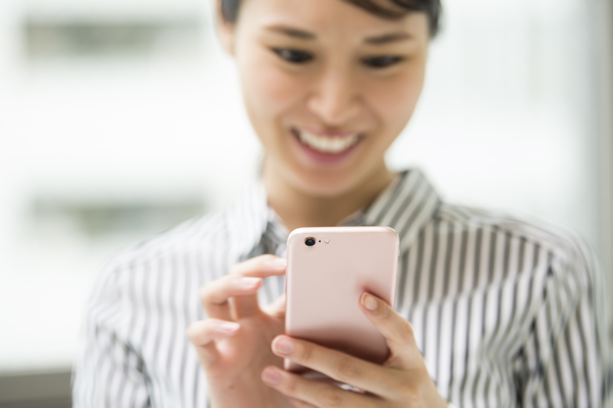 student using a mobile device