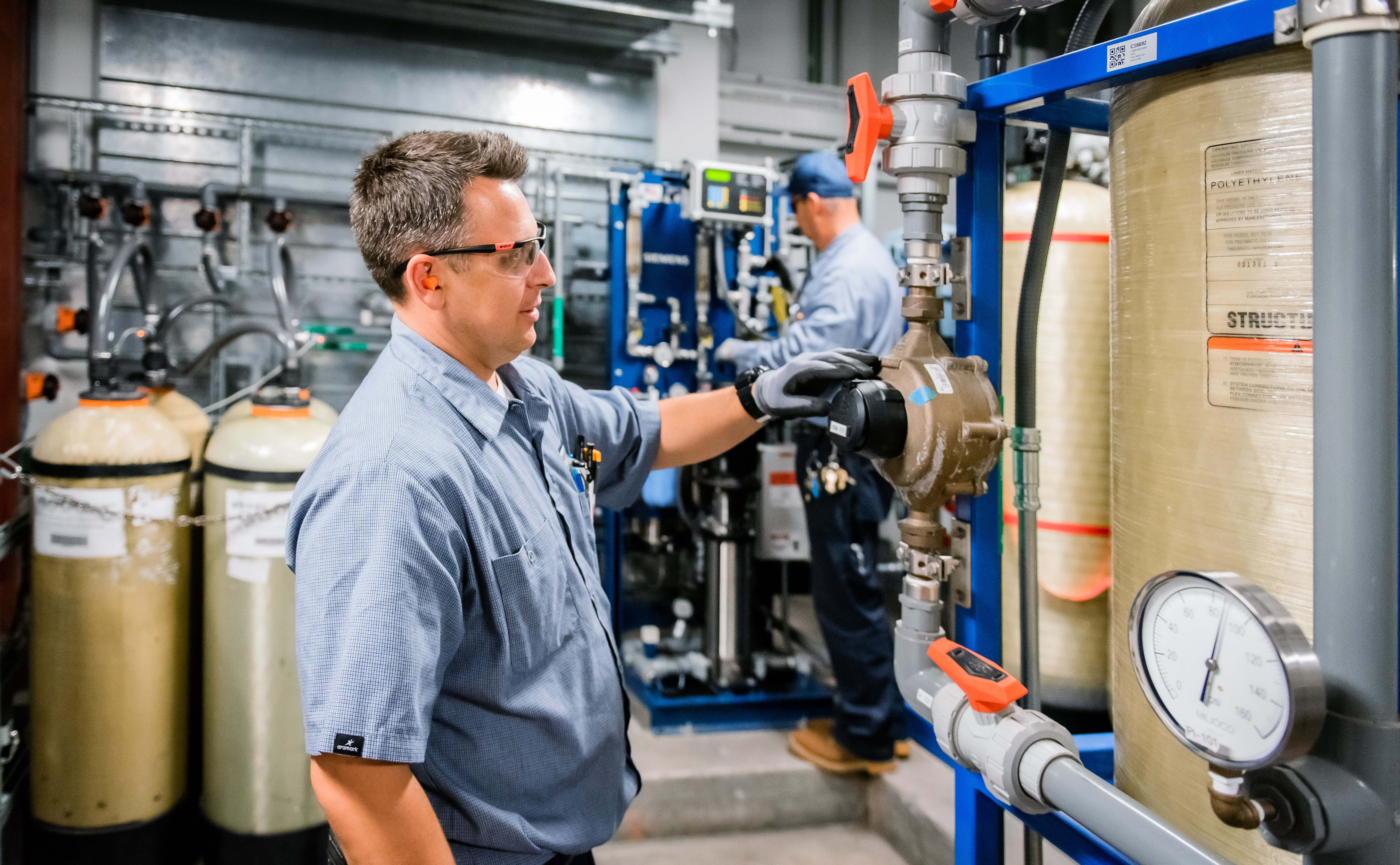 Adjusting machinery to save energy at UCSF.