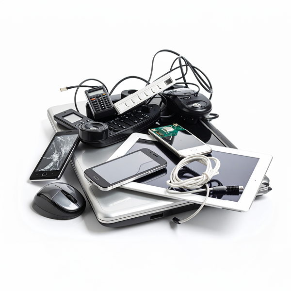 A pile of phones, computers and other electronics