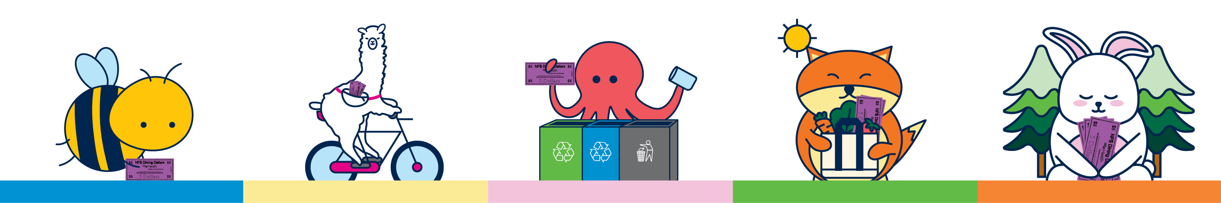 Animals holding Moffitt Dollars