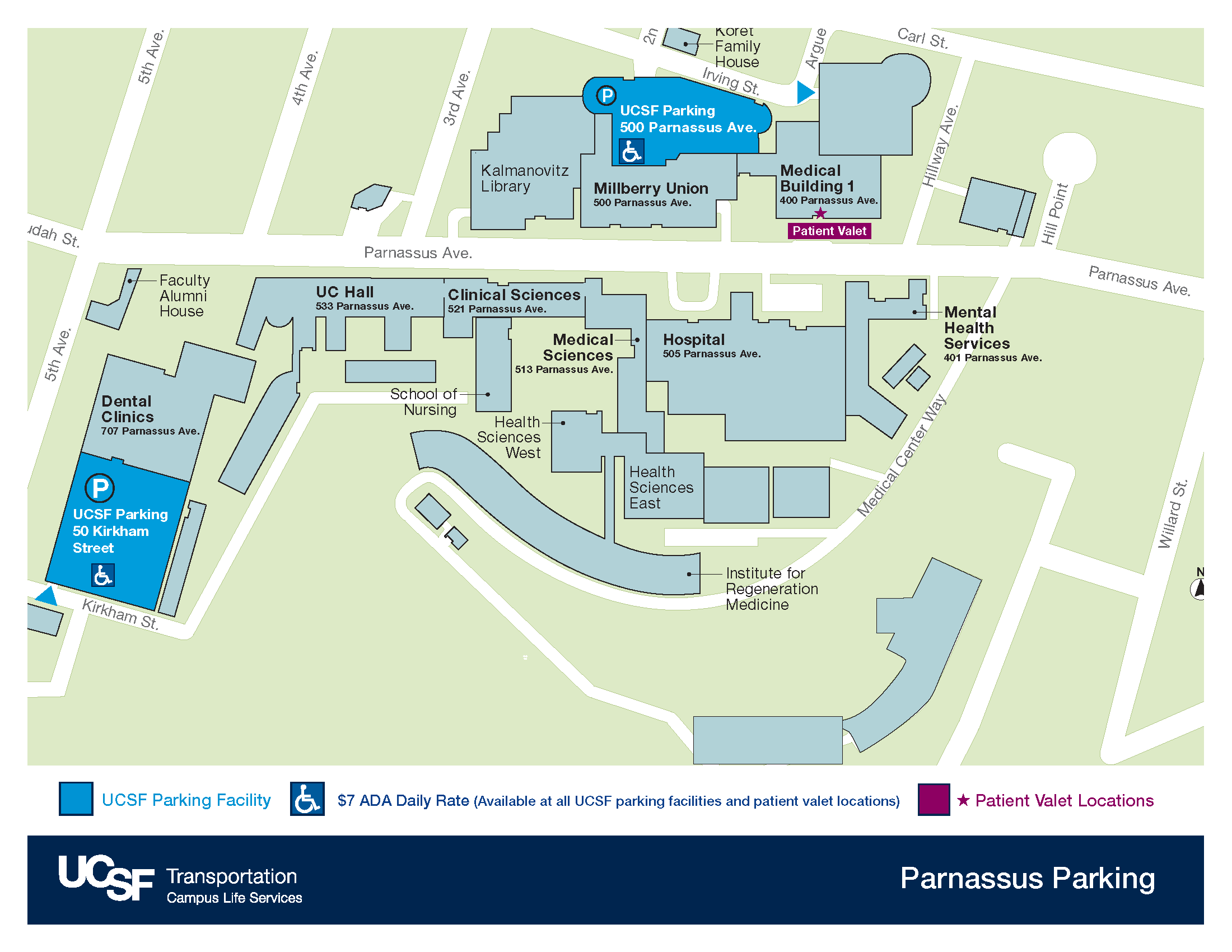 Parnassus Heights parking map