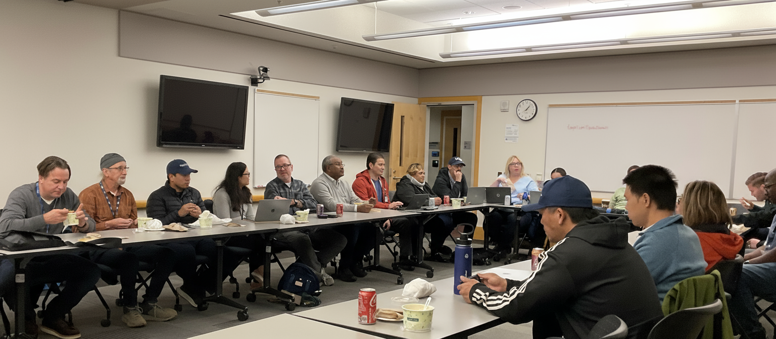 Snapshot of people in a meeting