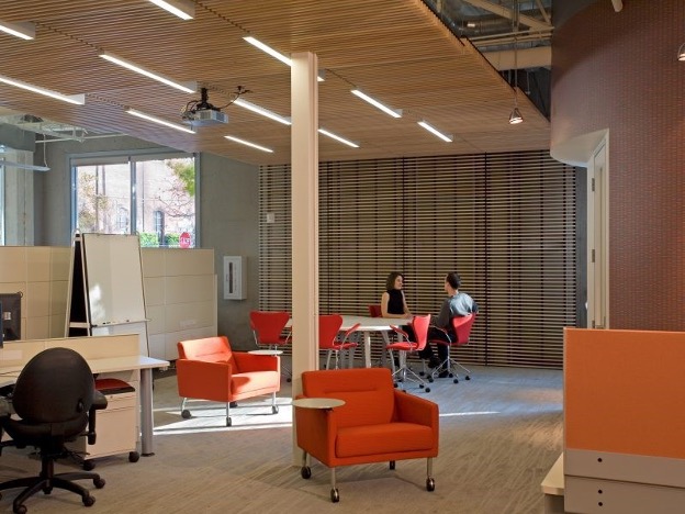 red meeting chairs at the 654 Minnesota building