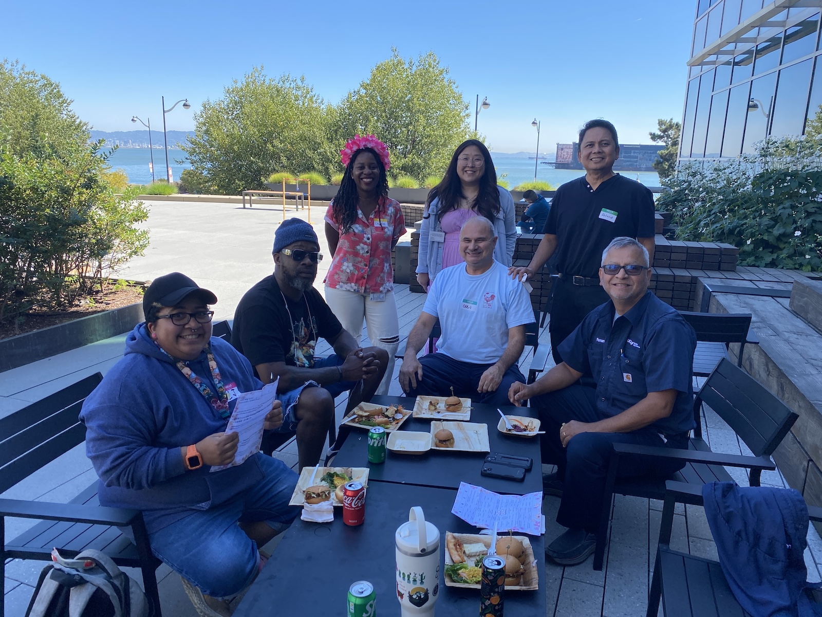 Staff celebrates with food and drink