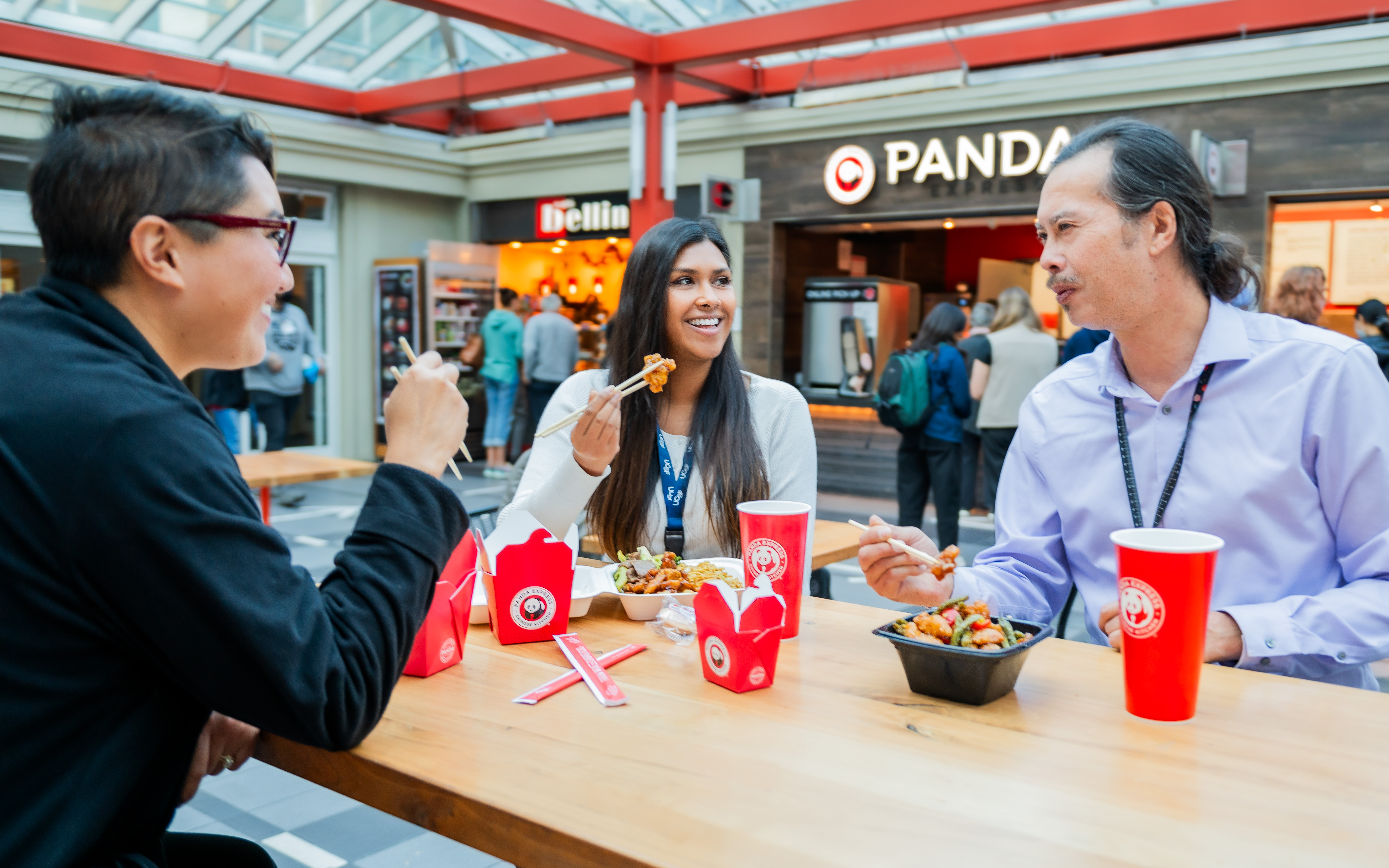 people enjoying Panda Express meal