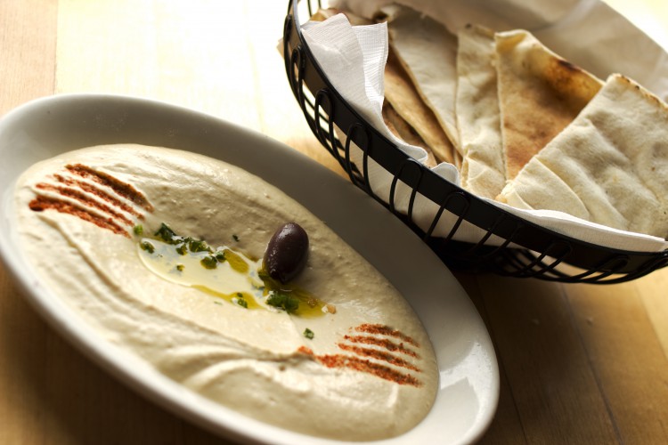 Pita bread and hummus.
