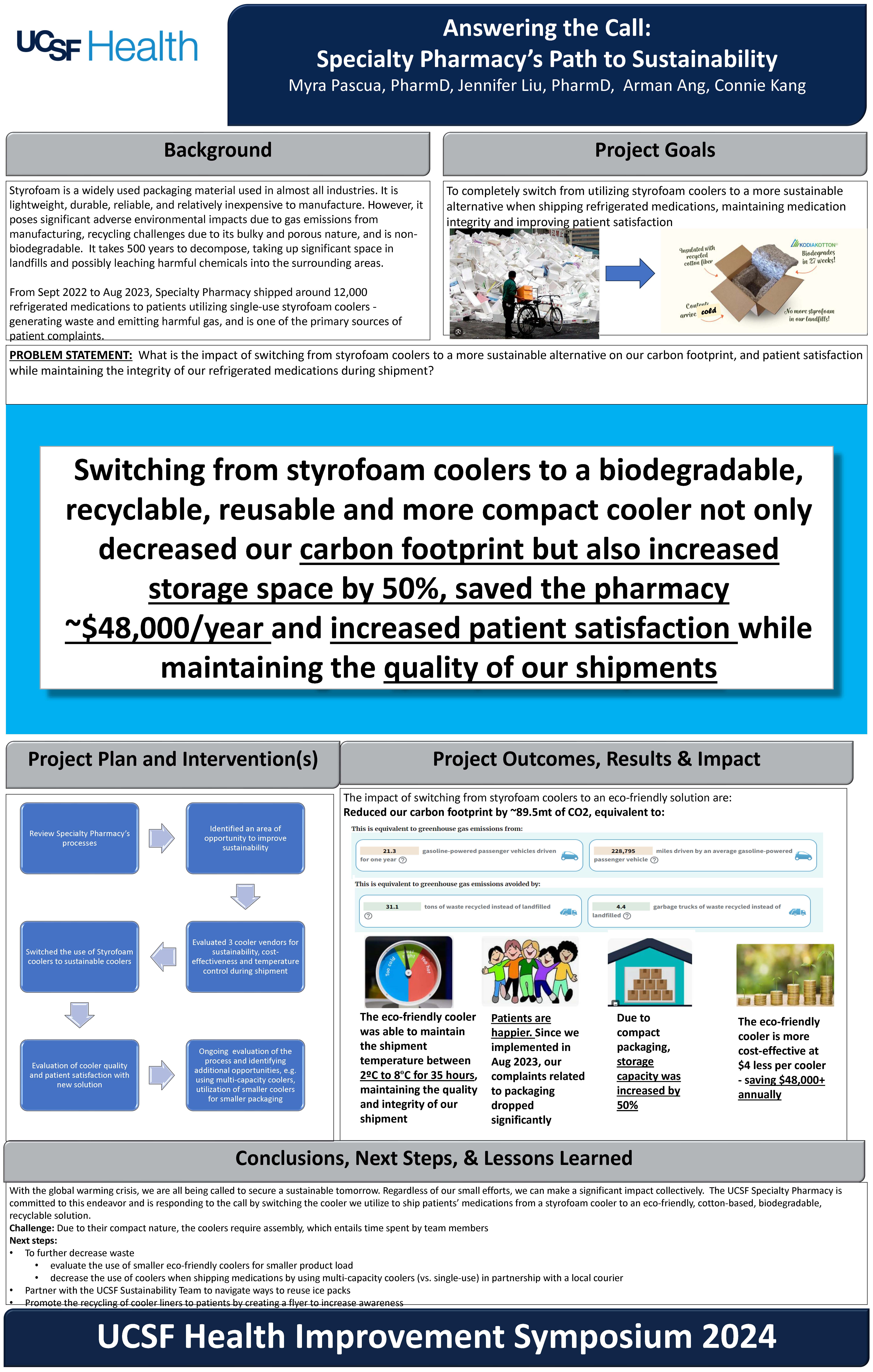 Poster entitled 'Answering the Call: Specialty Pharmacy's Path to Sustainability"