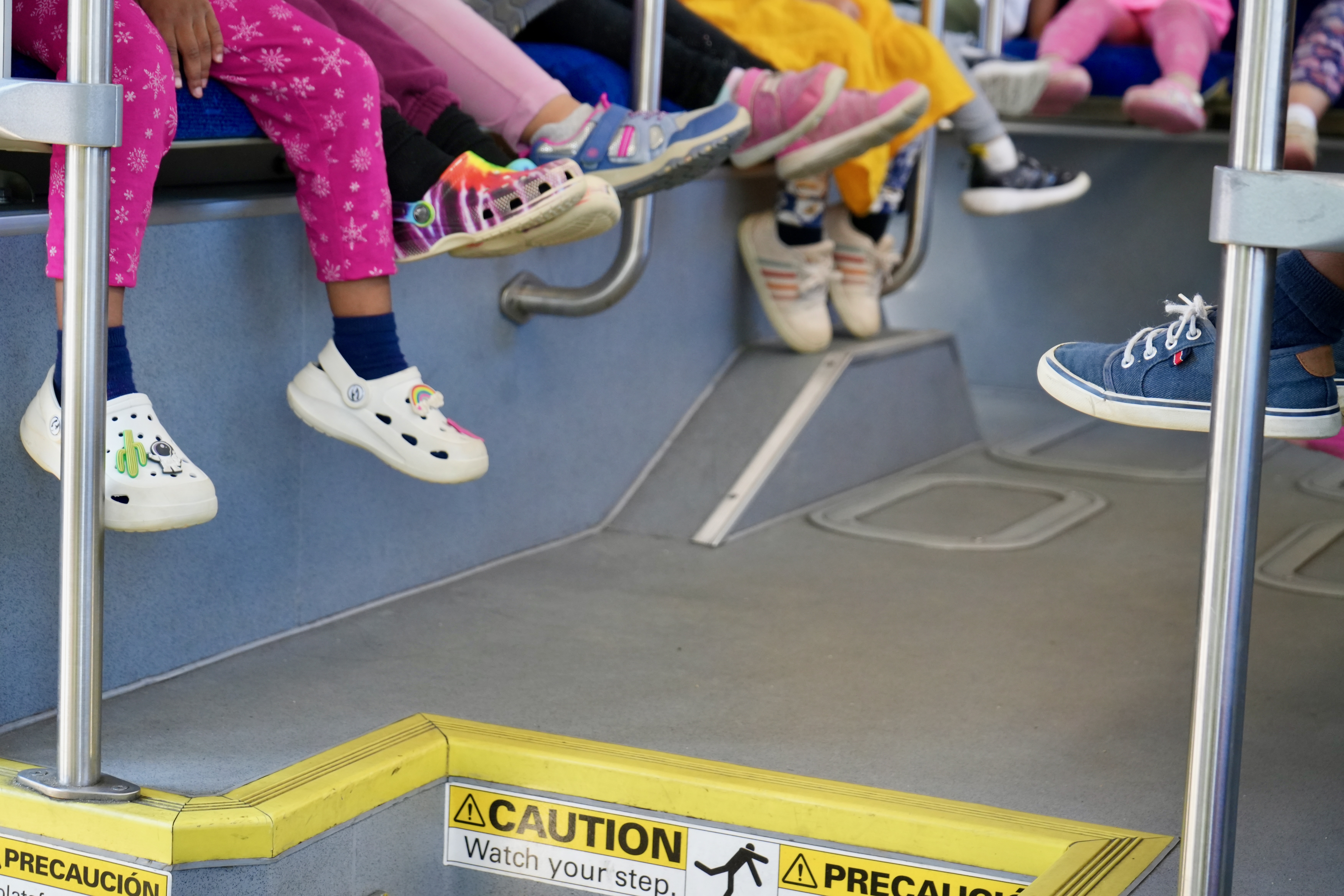kids shoes on the shuttle