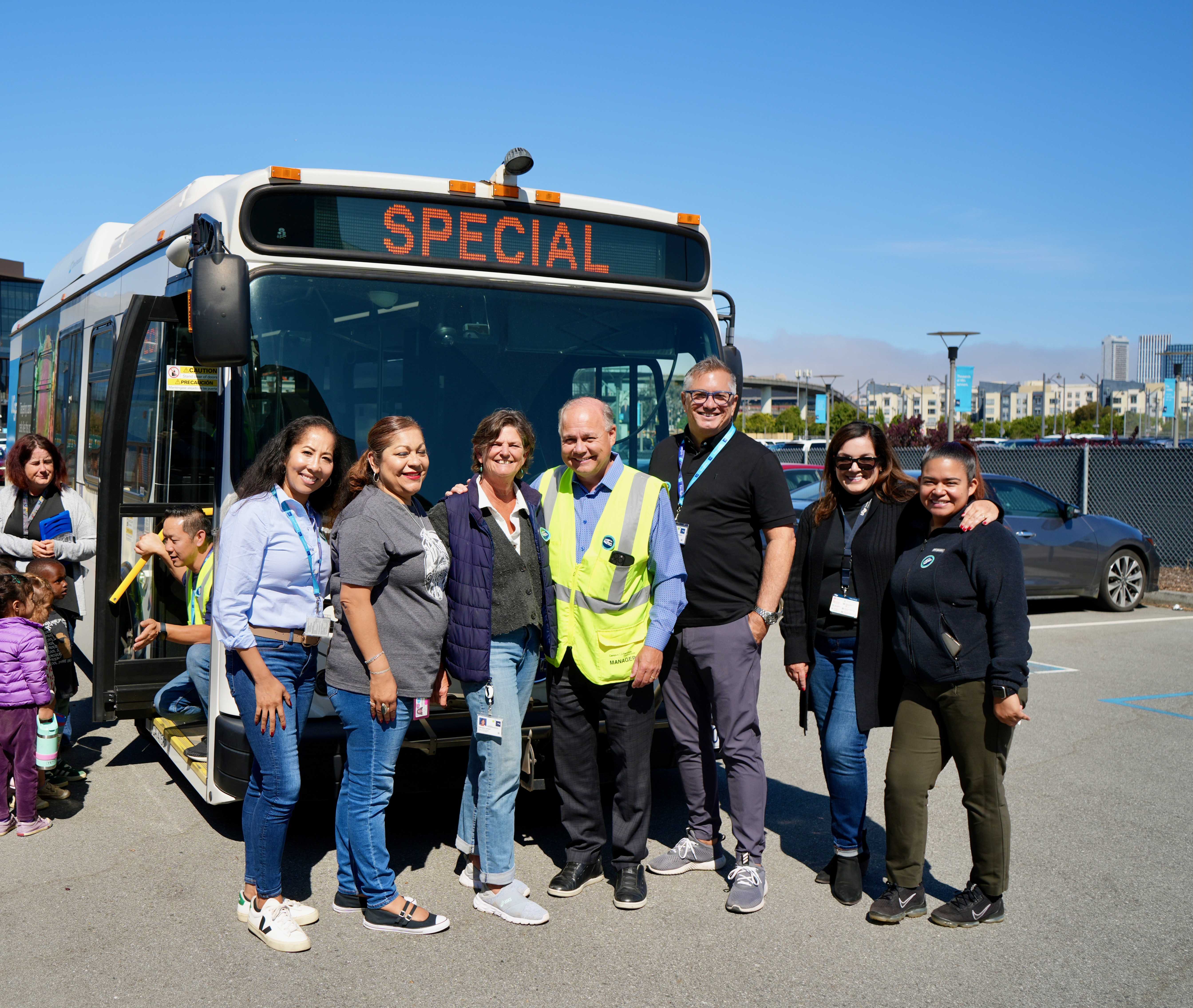 CLS team at the childcare shuttle visit