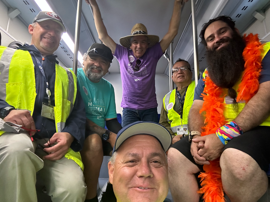 transportation team in the shuttle