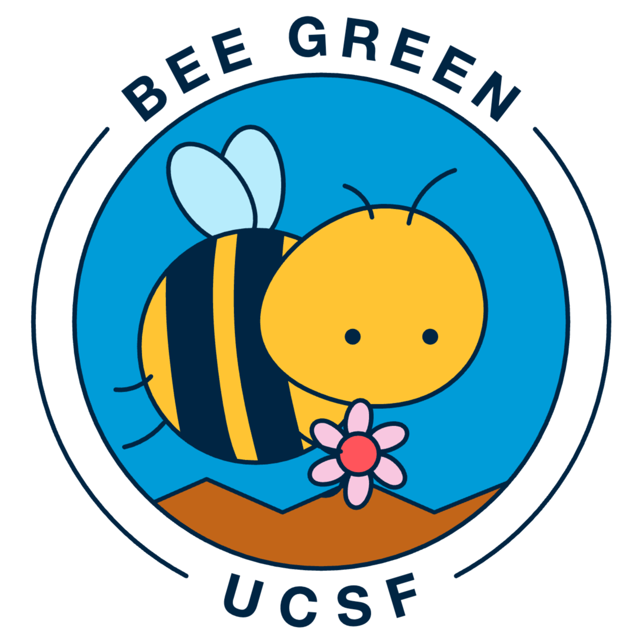 sticker of a bee with caption Bee Green