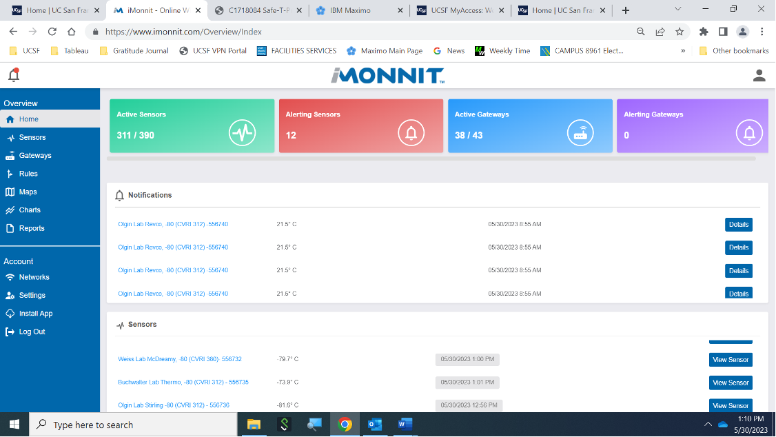 iMonnit sensor screenshot