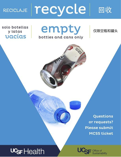 New bottles and cans only signage.