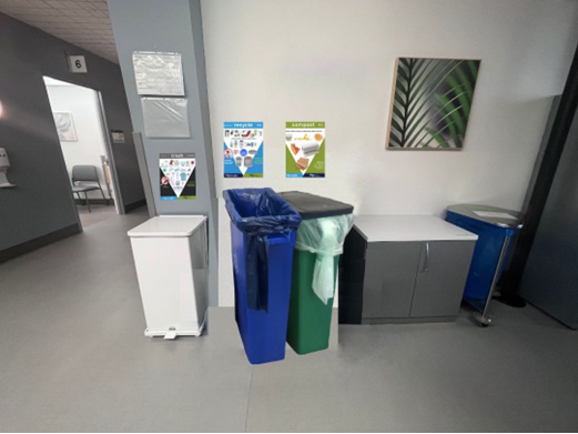 Example of waste station in the clinic.