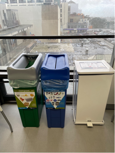 Waste station in breakroom after implementation. 