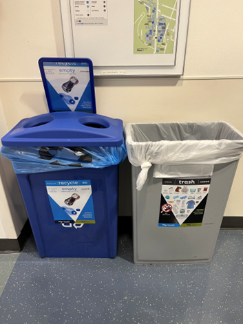 Recycling bin with lid and landfill bin