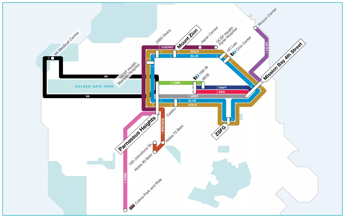 UCSF shuttle map